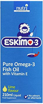Eskimo-3 Pure Omega 3 Fish Oil with Vitamin E - Lime - 210ml Liquid