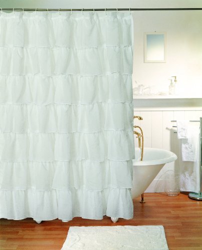 Gypsy Ruffled Shower Curtain White 70" wide x 72" long