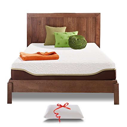 Resort Sleep Cal King Size 10 Inch Gel Memory Foam Mattress with Bonus Memory Foam Pillow