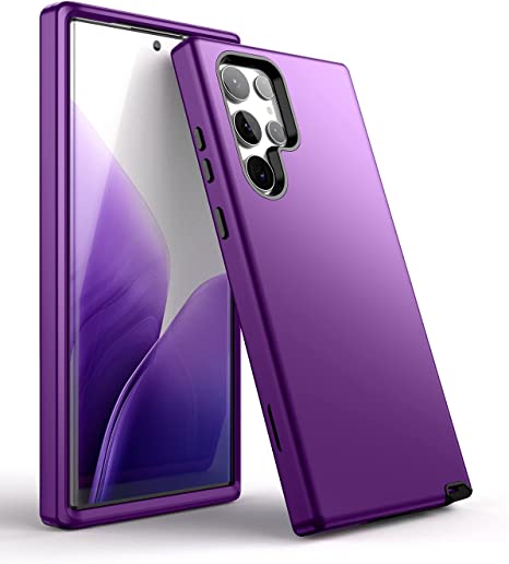 for Samsung Galaxy S22 Ultra 5G Case, WeLoveCase Cover 3 in 1 Full Body Heavy Duty Protection Hybrid Shockproof TPU Bumper Three Layer Protective Case for Samsung Galaxy S22 Ultra 6.8 inch Purple