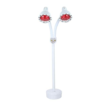 Infrared Light Red Light Therapy, 275W Double Head Adjustable Height Skin Care Lamp, Floor Stand Infrared Light Heating Therapy Lamp Improve Sleep Blood Circulation Pain Relief(110V)