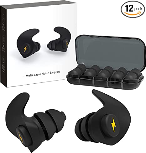 Ear Plugs for Sleeping Noise Cancelling, 6 Pairs Super Soft, Reusable Hearing Protection in Flexible Silicone for Sleep, Work, Study, Snoring, Concerts Noise Reduction, 35dB Noise Cancelling – Black