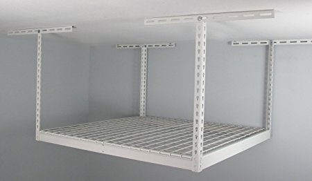 SafeRacks - 4x4 Overhead Garage Storage Rack (18"-33" Ceiling Drop) - White