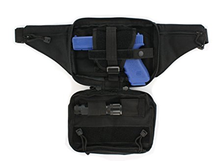 Black Tactical Pistol Concealment Fanny Pack - CCW Concealed Carry Gun Pouch with Holster