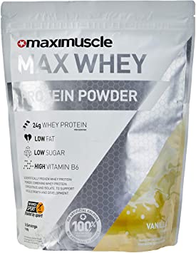 MAXIMUSCLE Max Whey Protein Powder Vanilla Flavour 480g