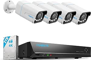 REOLINK 8CH 4K Home Security Camera System, 4pcs 4K 5X Optical Zoom Wired PoE Security Cameras Outdoor, Spotlights for Color Night Vision, 8CH NVR 2TB HDD, Smart AI Detection, 2-Way Audio, RLK8-811B4