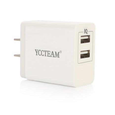 YCCTEAM USB 3.1 High Amp (15.5 Watt) Dual USB Wall Charger Travel Charger Adapter Fast Charging Station With SMART Charging for iPhone, iPad, Samsung, Android Smart phone and More