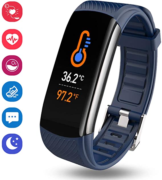 OUTAD Fitness Activity Tracker Waterproof Watch with Temperature Heart Rate Blood Pressure Oxygen Sleep Monitor, Step Calorie Counter Pedometer, Smart Bracelet Wristband for Women Men Kids