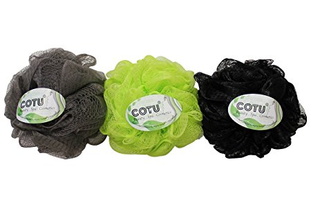 3 Pack of COTU ® Brand Exfoliating Bath Shower Mesh Pouf Sponge (Color Style # 6)