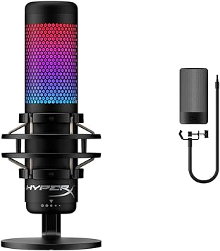 Bundle of HyperX QuadCast S – RGB USB Condenser Microphone for PC, PS4, PS5 and Mac, Anti-Vibration Shock Mount, 4 Polar Patterns, Pop Filter, Gain Control   HyperX Shield Microphone Pop Filter