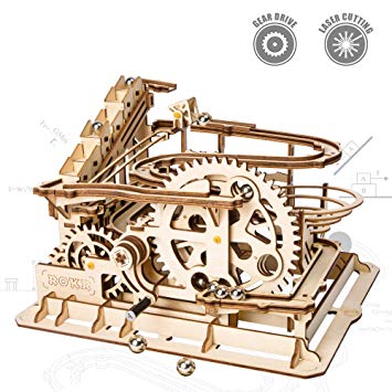 ROKR Handcrafted Marble Run-3d Wooden Puzzle Game-Waterwheel Home Decoration-Building Set- Amazing Tracks with Accessories-Home Decor-Best Christmas,Birthday Gift for Boys and Girls(Marble Parkour)