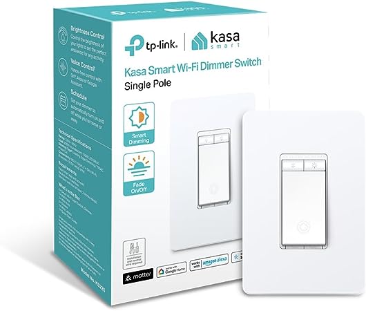 Kasa Matter Smart Dimmer Switch: Voice Control w/Siri, Alexa & Google Assistant | UL Certified | Timer & Schedule | Easy Guided Install | Neutral Wire Required | Single Pole | 2.4GHz Wi-Fi | KS225