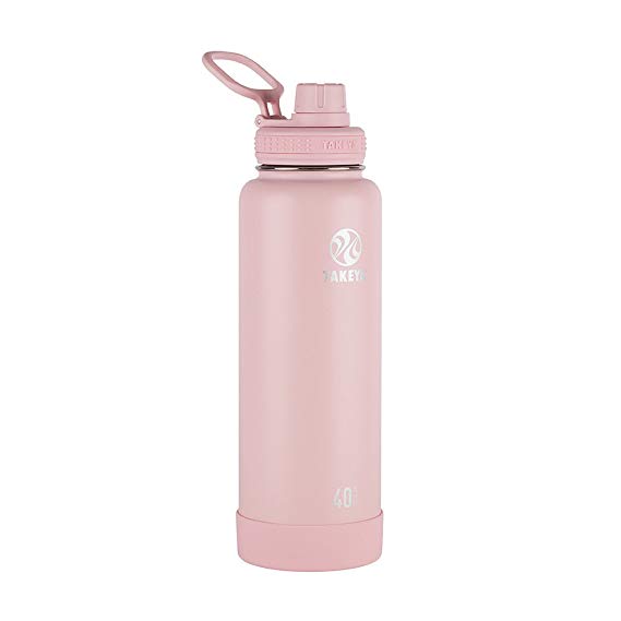 Takeya Actives Insulated Stainless Water Bottle with Insulated Spout Lid, 40oz, Blush