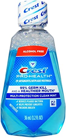 Crest Pro-Health Mouthwash, Alcohol Free, Multi-Protection Clean Mint, 1.2 Fl Oz