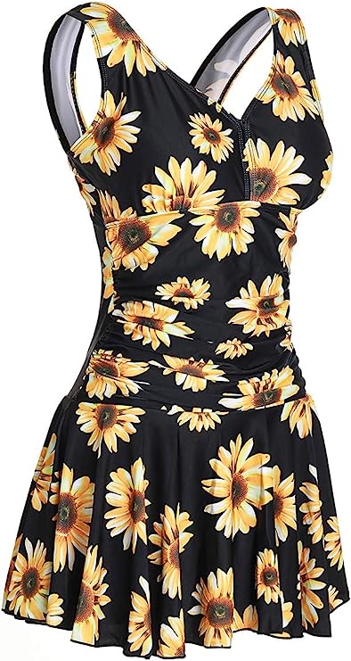 MiYang Women's Plus-Size Flower Printing Shaping Body One Piece Swim Dresses Swimsuit