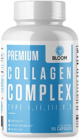 Collagen Pills - Type I, II, III, V, X - Supports Healthy Hair, Skin, Joints - 90 Collagen Capsules