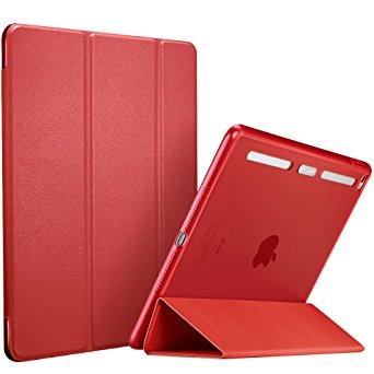 ESR Corner/Bumper Protection Smart Cover Case with Soft TPU Bumper and Auto Wake/Sleep Function for iPad Air 2/iPad 6, Raspberry Red