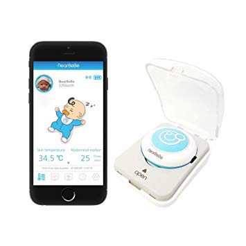 Nearbebe Care -Infant, Baby Safety Monitor: Live Tracks, Alert on No Breathing, Rollover, Skin Temperature, Smart Wearable Device, Movement Sensor, Smartphone App, Room Temperature & Humidity