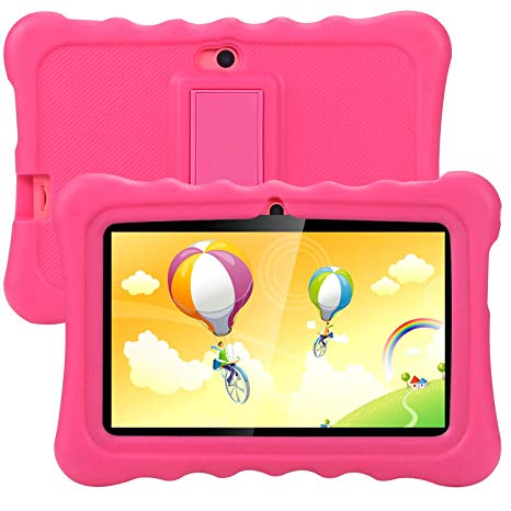 Tagital T7K Plus Kids Tablet, 7 inch Display, Kids Mode Pre-Installed, with WiFi and Camera and Games, HD Kids Edition (Pink)