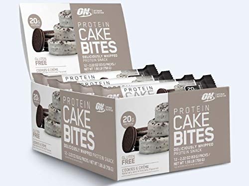 Optimum Nutrition Protein Cake Bites Whipped Protein Bar, Cookies & Cream, 12 Count