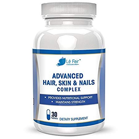 Hair Skin Nails Advanced Formula - Contains Biotin, Bamboo Extract, MSM, and Green Tea Extract to Promote Hair, Nail & Toenail and Eyelash Growth - Skin Health, Anti Wrinkle Pills - All Natural