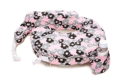 Zenoff Products Nursing Pillow Slipcover, Pocket of Posies, Grey, Pink, Black