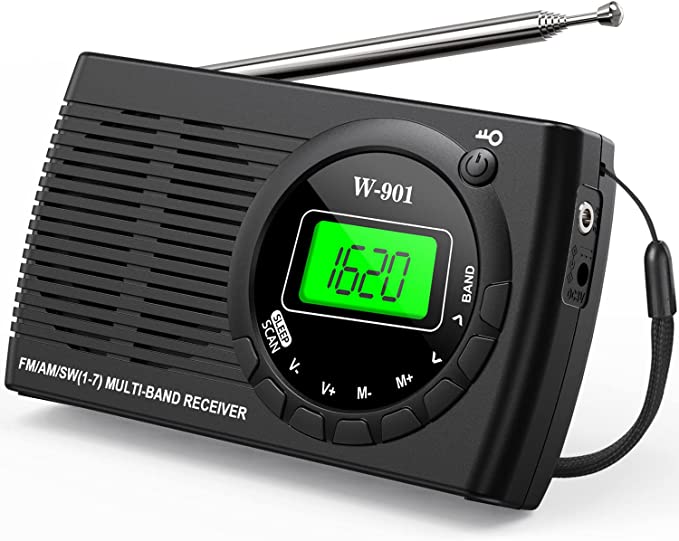 Portable Radio - Goodes FM/AM/SW Mini Portable Radio with Signal Indicator/Headphone Jack, Pocket Transistor Radio Powered by AA Batteries for Indoor, Outdoor, Hiking and Camping Use