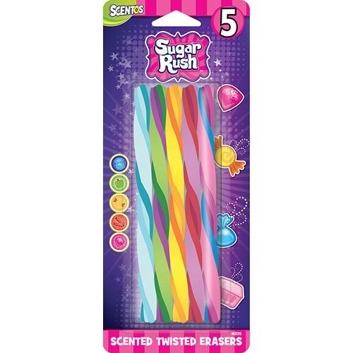 Scented Sugar Rush Twisted Erasers - 5pk