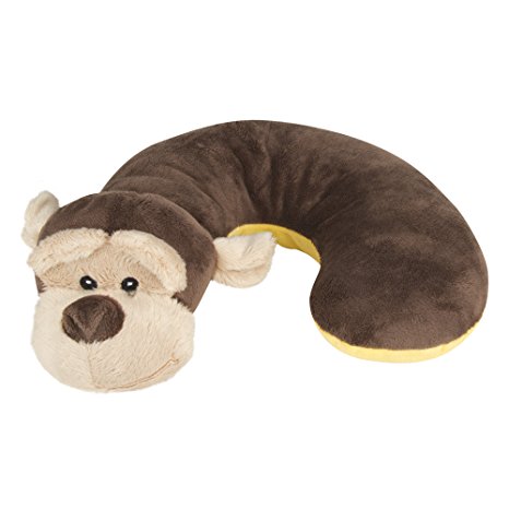 Animal Planet Kid’s Neck Support Pillow, Monkey, Brown, Yellow,Toddler Car Seat Pillow, Baby Head Support, Child Travel