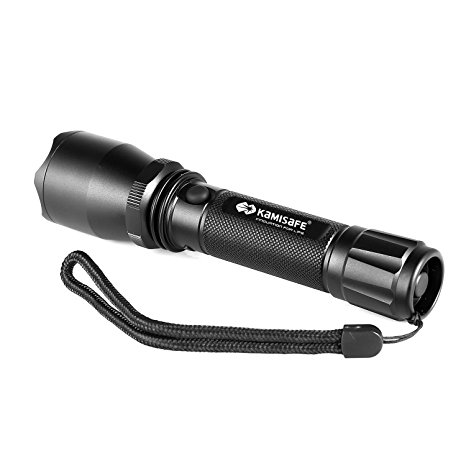 Kamisafe KM-0809C Cree XML Q5 LED 18650 Rechargeable Tactical Flashlight Torch 3 Modes Waterproof Outdoor Flashlight Lamp with Wrist Strap