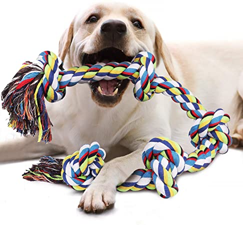 VIEWLON XL Dog Rope Toys for Strong Large Dogs, Durable Dog Chew Toy 5 Knots Rope for Aggressive Chewers/Tug of War, XXL 36inch Interactive Rope Chew Toys for Large Medium Dog Breeds Teeth Cleaning