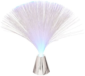 Creative Motion Battery-Operated LED Fiber Lamp with Chrome Base, Blue