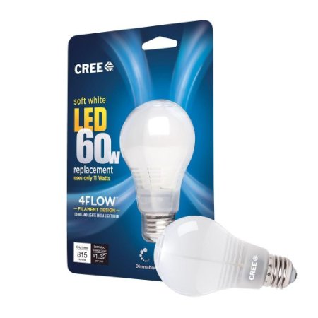 Cree 60W Equivalent Soft White 2700K A19 Dimmable 11W LED Light Bulb with 4FLOW Filament Design 6-Pack