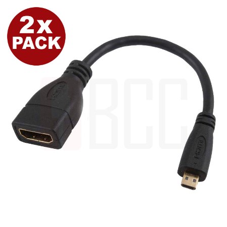 (2-Pack) BuyCheapCables® 8" High Speed Micro-HDMI Male (Type D) to HDMI Female (Type A) Adapter (8inch)