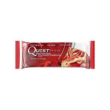 Quest Nutrition Protein Bar, Strawberry Cheesecake, High Protein Bars, Low Carb Bars, Gluten Free, Soy Free, 2.1 oz Bar, 12 Count, Packaging May Vary