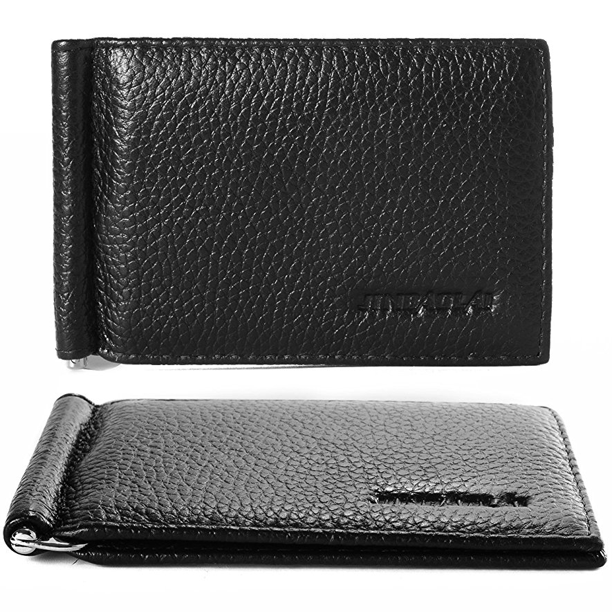 XCSOURCE® Black Ultra Thin Creative Design Genuine Leather Removable Flip Up Money Clip Credit/ID Card Holder Purse for Men MT196