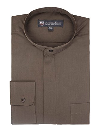 Fortino Landi Men's Long-sleeve Banded Collar Shirt - Many Colors Available