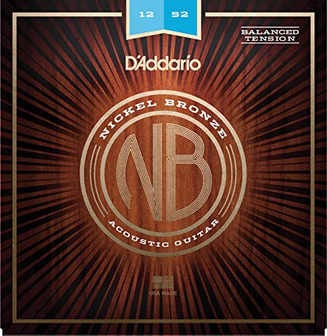 D'Addario Nickel Bronze Acoustic Guitar Strings, Light (Balanced Tension), 12-52