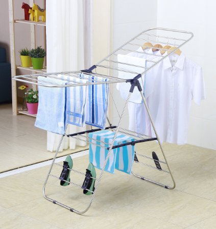 EWEIS HomeWares 58 L x 235 W Heavy Duty Gullwing Drying Rack Adjustable and Rust-proof Stainless Steel Clothes Drying Rack Premium Quality