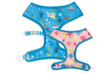 Bulltastic Under The Sea Reversible Dog Harness - Reversible, Comfortable, Adjustable, Easy to Clean - Fits Bulldogs, Pugs, and Other Dog Breeds