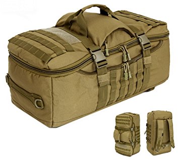 Crazy Ants 24" Tactical Molle Backpack Hiking Camping Multifunction Outdoor Shoulder Tote Duffel Range Bag ,Tan