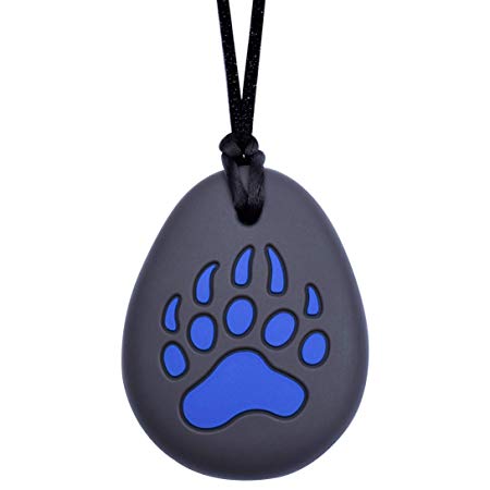 Munchables Bear Paw Chew Necklace - Sensory Chewable Jewelry for Boys (Blue)
