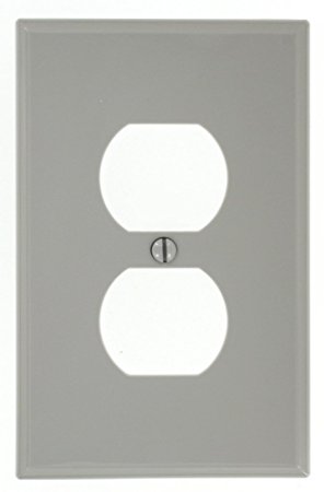 Leviton PJ8-GY 1-Gang Duplex Receptacle Wallplate, Midway Size, Gray