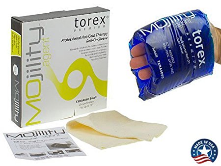 Torex Professional Hot and Cold Therapy - Roll-On Cold Therapy Sleeve (Small) - Reusable Gel Ice Pack for Elbow and Arm - fits 4" to 10"