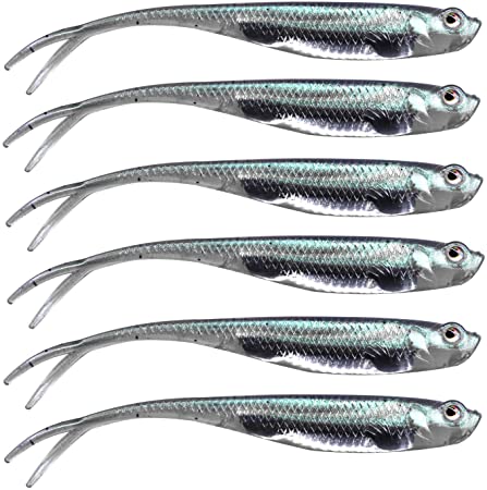 QualyQualy Soft Swimbait Fishing Lures Jerk Shad Minnow Drop Shot Lure Bass Bait Shad Bait Shad Lure Soft Jerkbait for Bass Trout Pike Walleye Crappie 2.95in 6Pcs