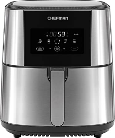 CHEFMAN Large Air Fryer Max XL 7.5-L, Healthy Cooking, User Friendly, Nonstick Stainless Steel, Digital Touch Screen with 4 Cooking Functions, BPA-Free,Dishwasher Safe Basket,Preheat & Shake Reminder