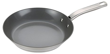 T-fal C71805 Precision Stainless Steel Nonstick Ceramic Coating PTFE PFOA and Cadmium Free Scratch Resistant Dishwasher Safe Oven Safe Fry Pan Cookware, 10.5-Inch, Silver