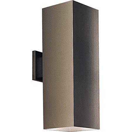 Progress Lighting P5644-20 6-Inch Up/Down Square with Heavy Duty Aluminum Construction and Die Cast Wall Bracket Powder Coated Finish, Antique Bronze