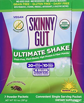 Skinny Gut Ultimate Shake - Natural Chocolate - 7 Powder Packets - Total 10.1 oz (287 g)