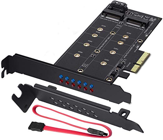 MZHOU M2 to PCIe 3.0 X4 Adapter Card and Dual M.2 SATA III - Add M.2 SSD device on PC or motherboard to support 2 M.2 PCIe 3.0 SSD (M key) and 1 M.2 SATA III SSD (B key)